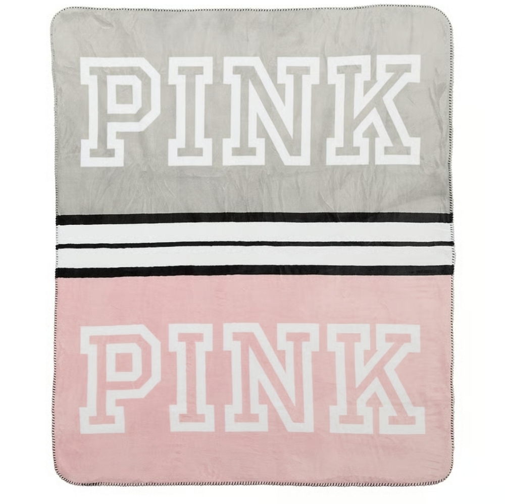 Victoria's Secret NWT Pink and Gray Blanket. 50 by 60